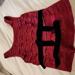 Dark red White & Black top